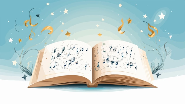 Vector musical book with musical note illustration