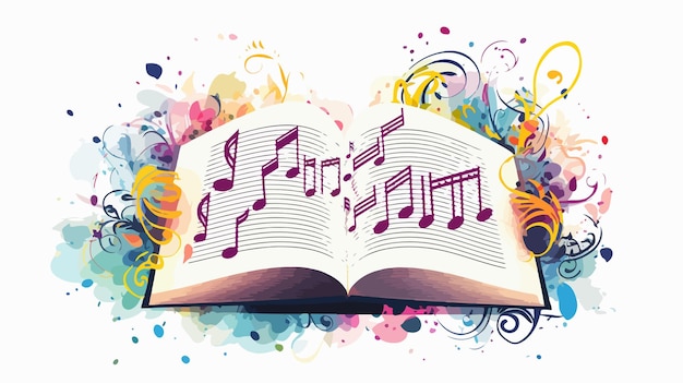 Vector musical book with musical note illustration