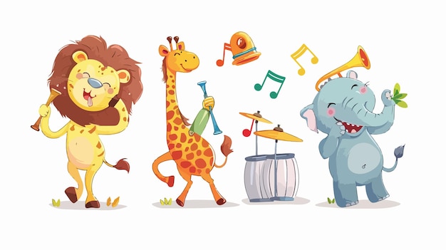 Vector musical dancing animals celebration concert