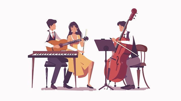 Musical Duet Flat Style Vector Isolate Image