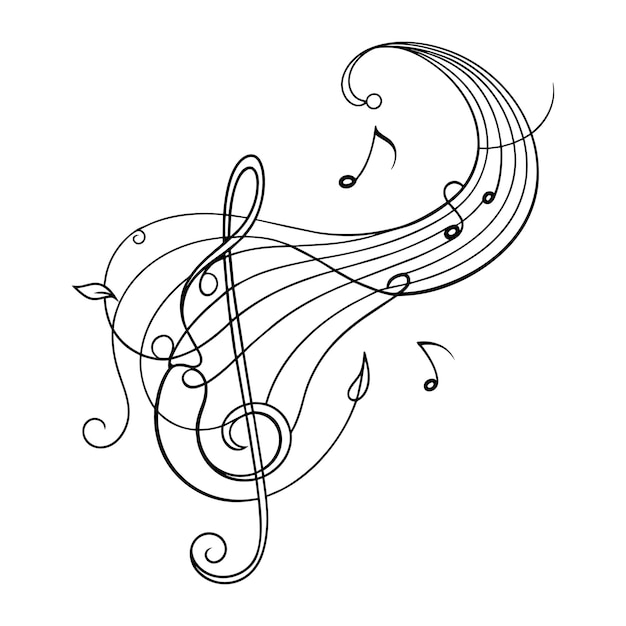 Musical flow continuous line art drawing