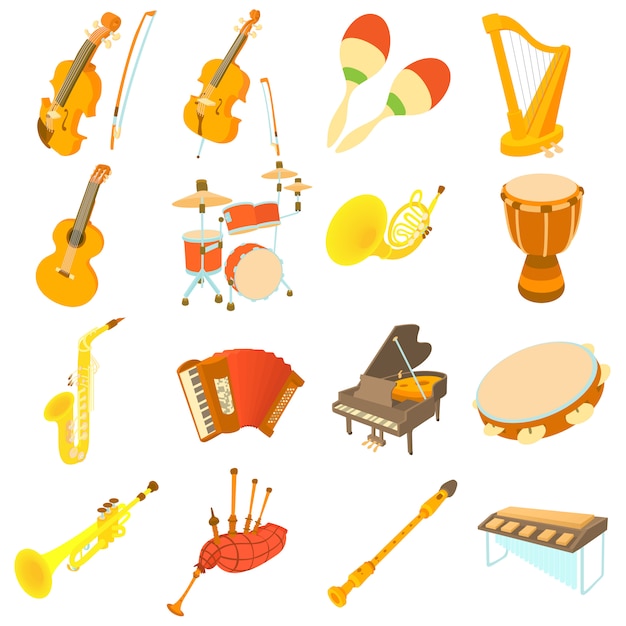 Musical instruments icons set