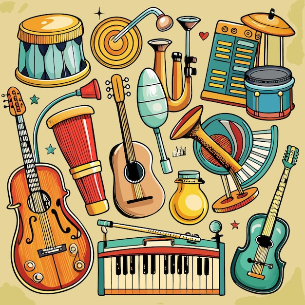 Musical Instruments and Music Icons Set