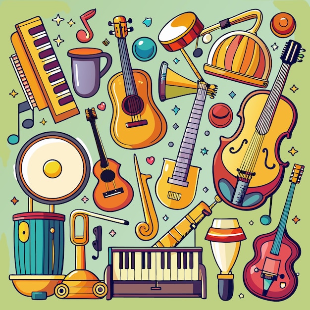 Musical Instruments and Music Icons Set