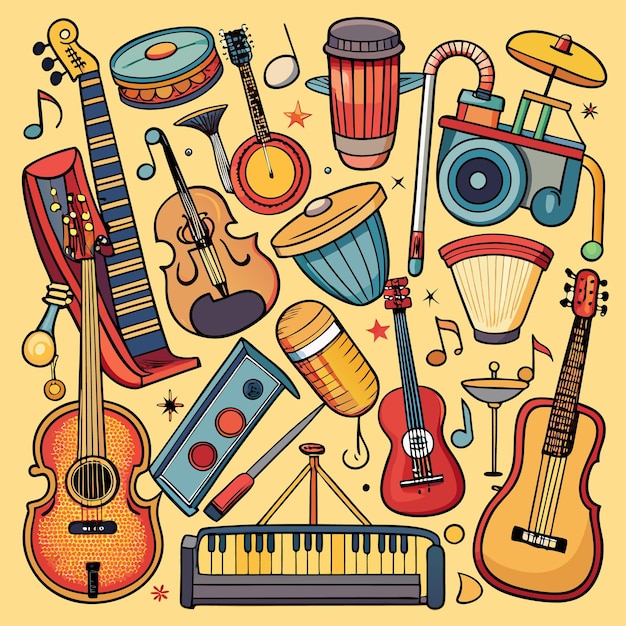 Musical Instruments and Music Icons Set