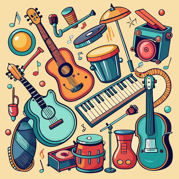 Musical Instruments and Music Icons Set