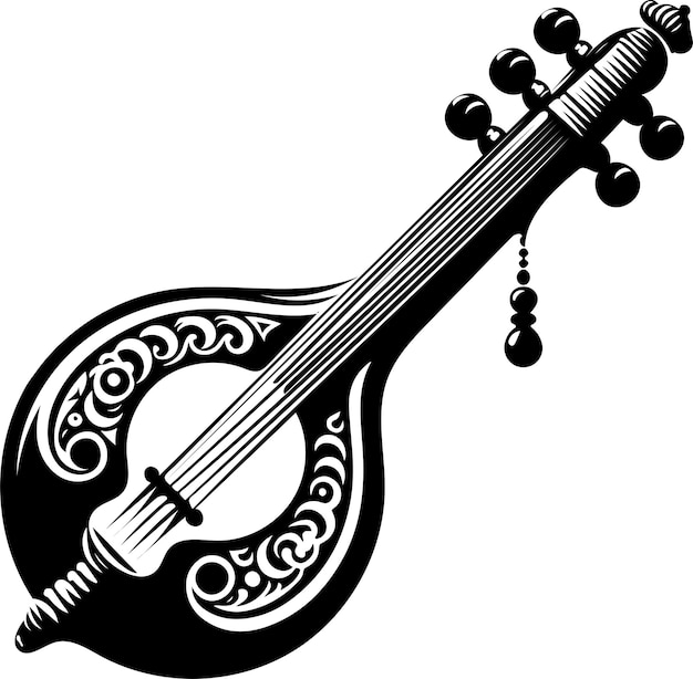 Musical Item Veena vector art illustration