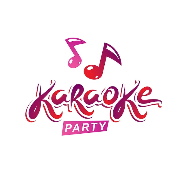 Musical karaoke performance flyer template created with musical notes, karaoke party inscription.