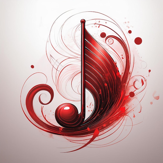 Vector a musical note with red and black lines and a red background with a musical note