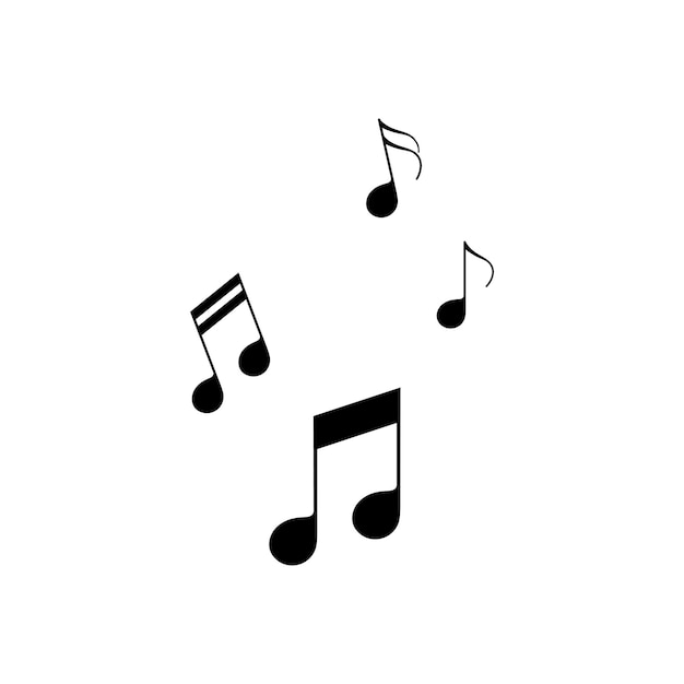 Musical notes icon set in black. Sonud. Melody. Vector on isolated white background. EPS 10.