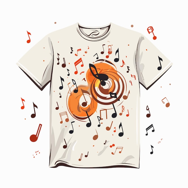 Vector musical notes logo on variety of shirts for music lovers