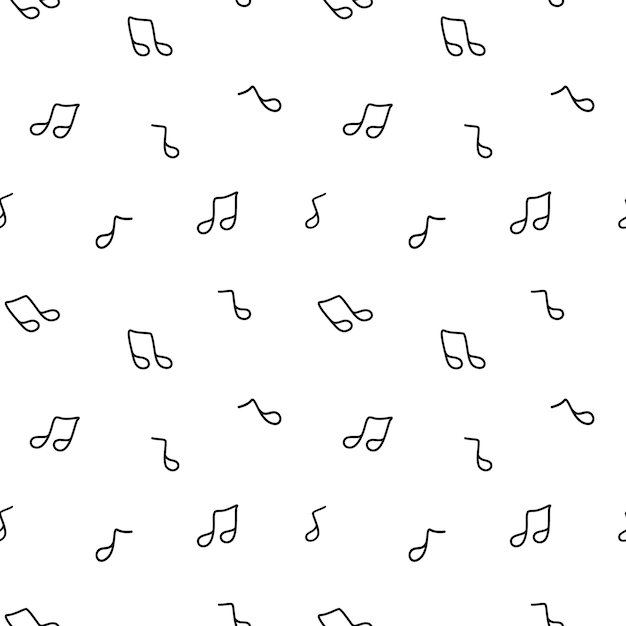 Musical notes seamless pattern Black notes on a white background Vector