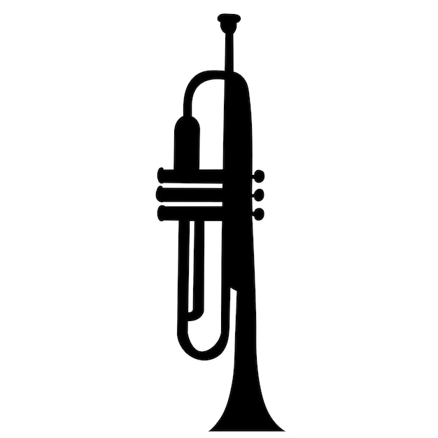 Musical trumpet silhouette on white background vector