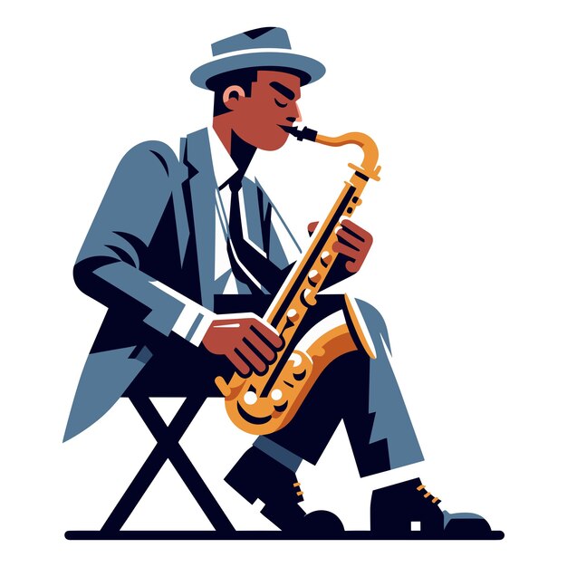 Musician playing saxophone music player performing solo holding sax instrument in hands