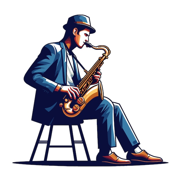 Musician playing saxophone music player performing solo holding sax instrument in hands