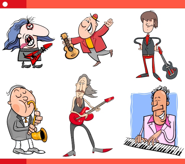 musicians characters set cartoon