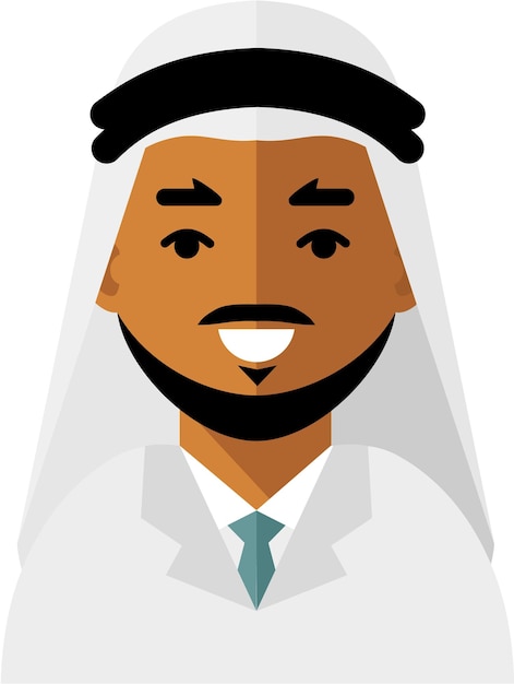 Vector muslim arab doctor man in keffiyeh avatar face icon