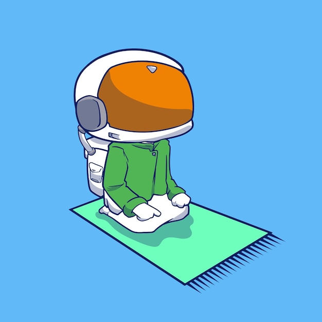 Muslim astronaut cartoon praying