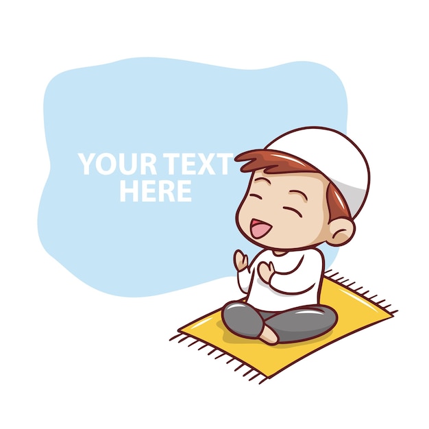 Muslim child praying illustration