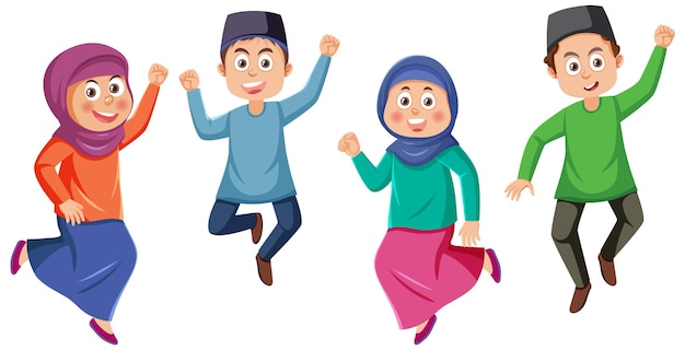 Muslim Family Cartoon Character