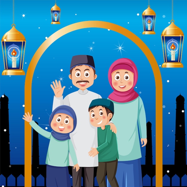 Muslim Family Cartoon Characters