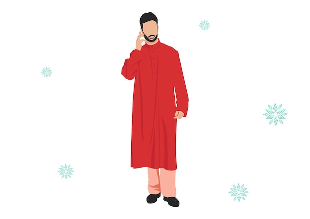 Vector muslim fashion for male red colour