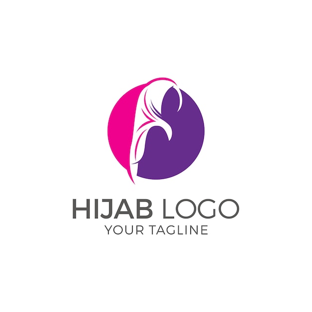 Muslim female in hijab logo design vector illustration