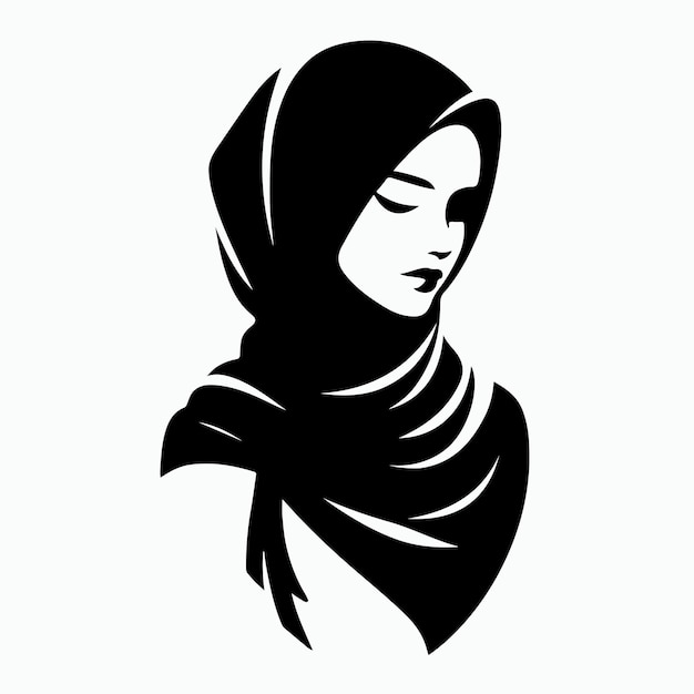 Muslim girl head silhouette vector