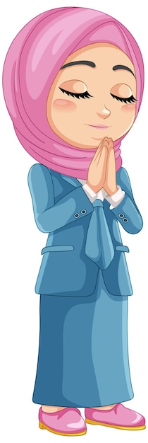 Vector muslim girl in prayer pose