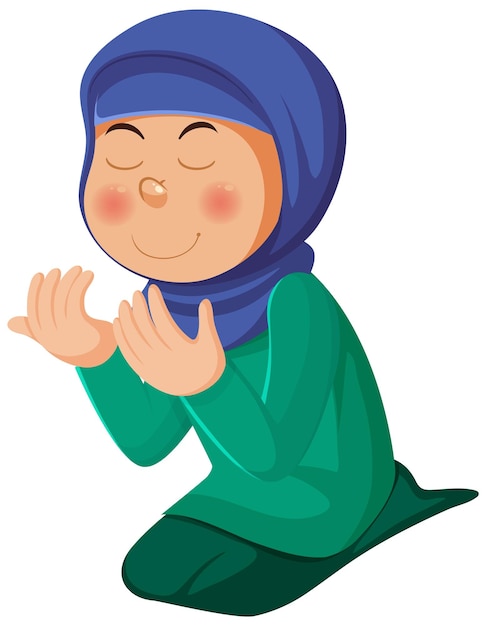 Muslim Girl Praying Vector