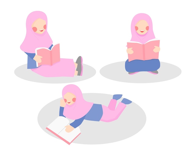 Muslim Girl Reading a Book