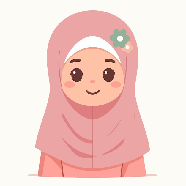 a muslim kid with flat design style