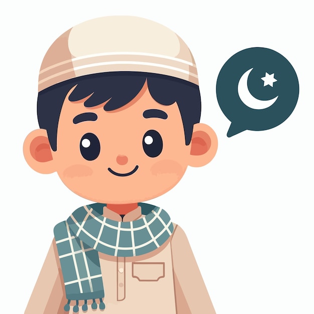 a muslim kid with flat design style