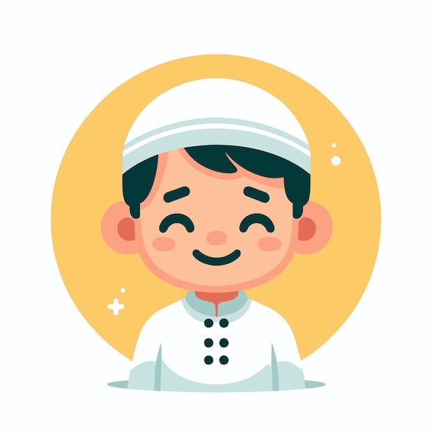 a muslim kid with flat design style