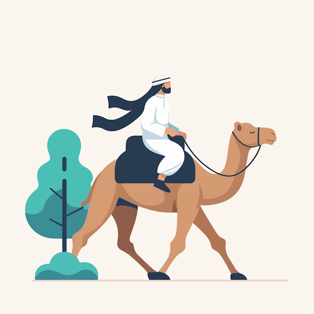 Muslim man is riding a camel Vibes ramadan concept