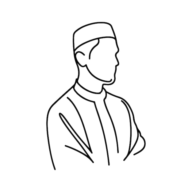 Vector muslim man line art illustration