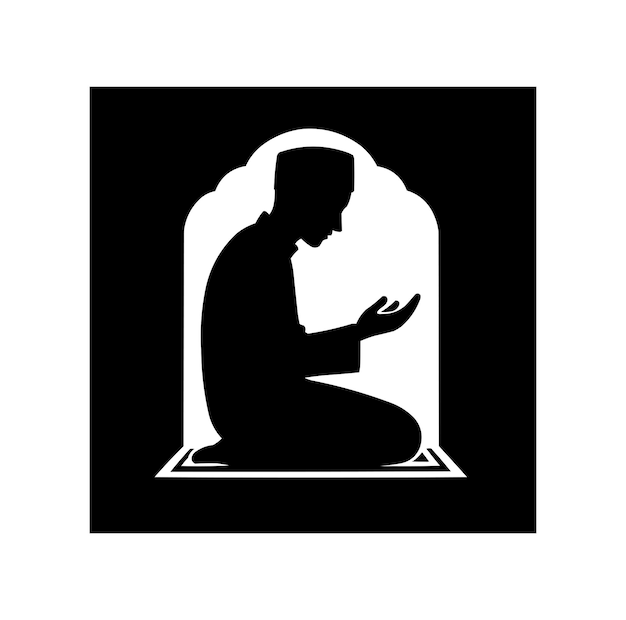 Muslim man Prayering silhouette vector illustration