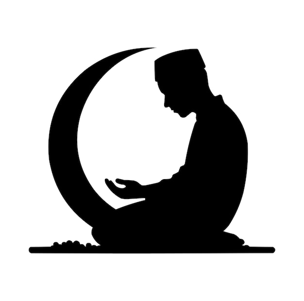 Muslim man Prayering silhouette vector illustration