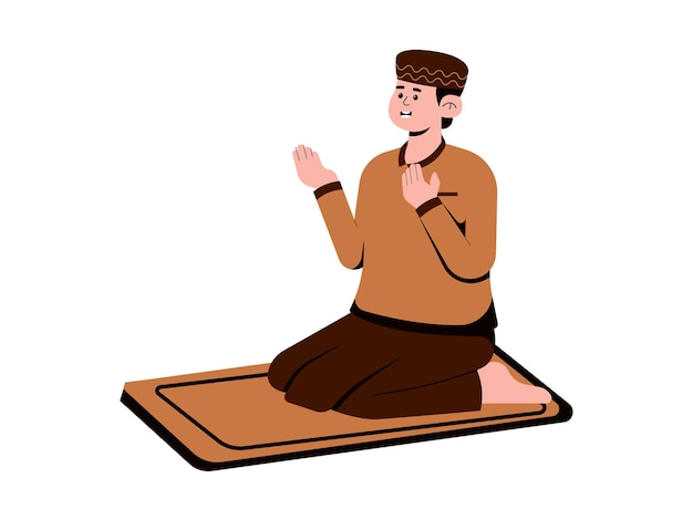 Muslim Man Sitting and Pray Illustration