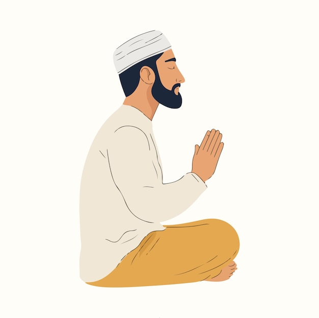 Vector muslim prayer islamic vector flat illustration