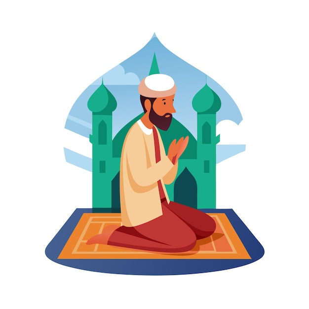 Muslim Prayer Islamic Vector Illustration