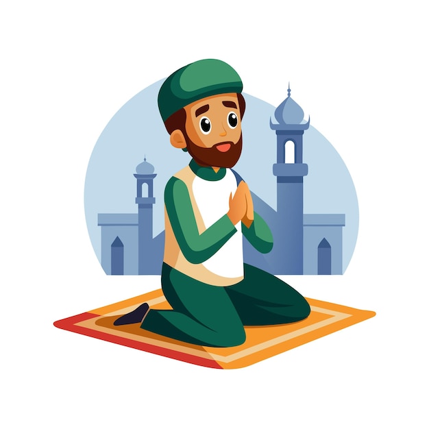 Muslim Prayer Islamic Vector Illustration