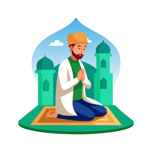 Muslim Prayer Islamic Vector Illustration