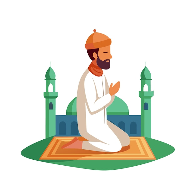 Muslim Prayer Islamic Vector Illustration