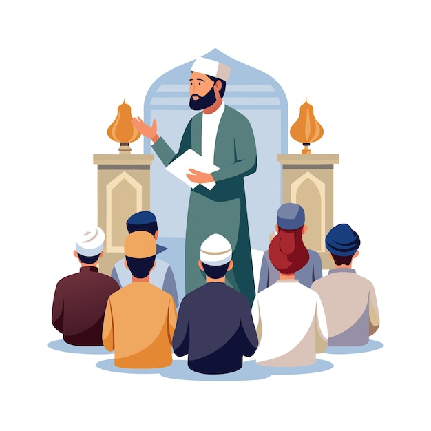 Muslim Prayer Islamic Vector Illustration