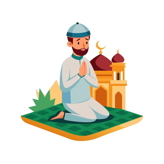 Muslim Prayer Islamic Vector Illustration