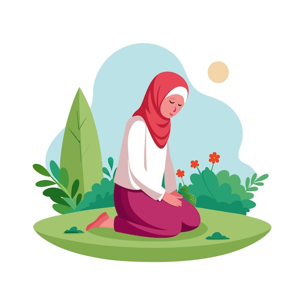 Muslim Prayer Islamic Vector Illustration