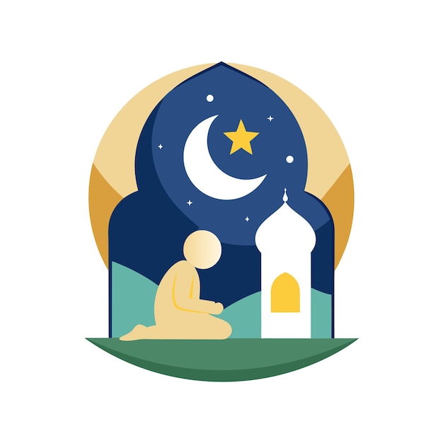 Muslim Prayer Islamic Vector Illustration