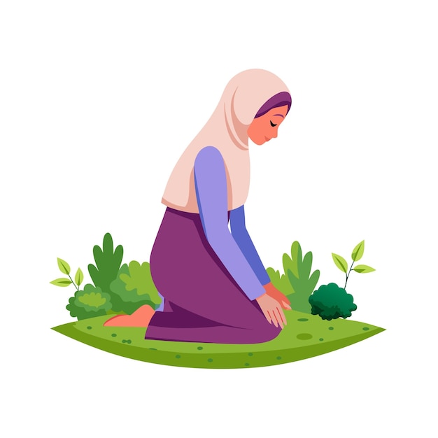 Muslim Prayer Islamic Vector Illustration