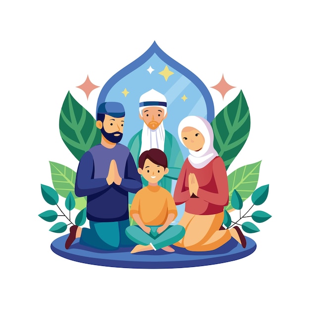 Muslim Prayer Islamic Vector Illustration